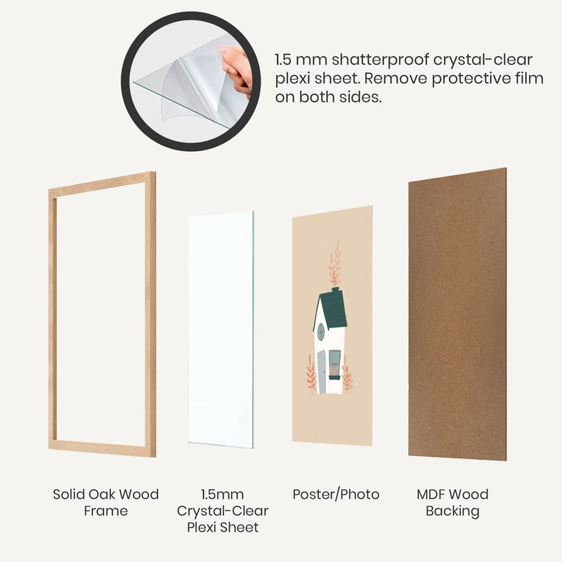 Opposite Wall - 16x16 in - Natural Solid Oak Wood Picture Frame - Lightweight, Versatile & Shatterproof - Wall Hanging Poster or Photo Frame - Wall Decor for Office, Gallery & Home - Image 4